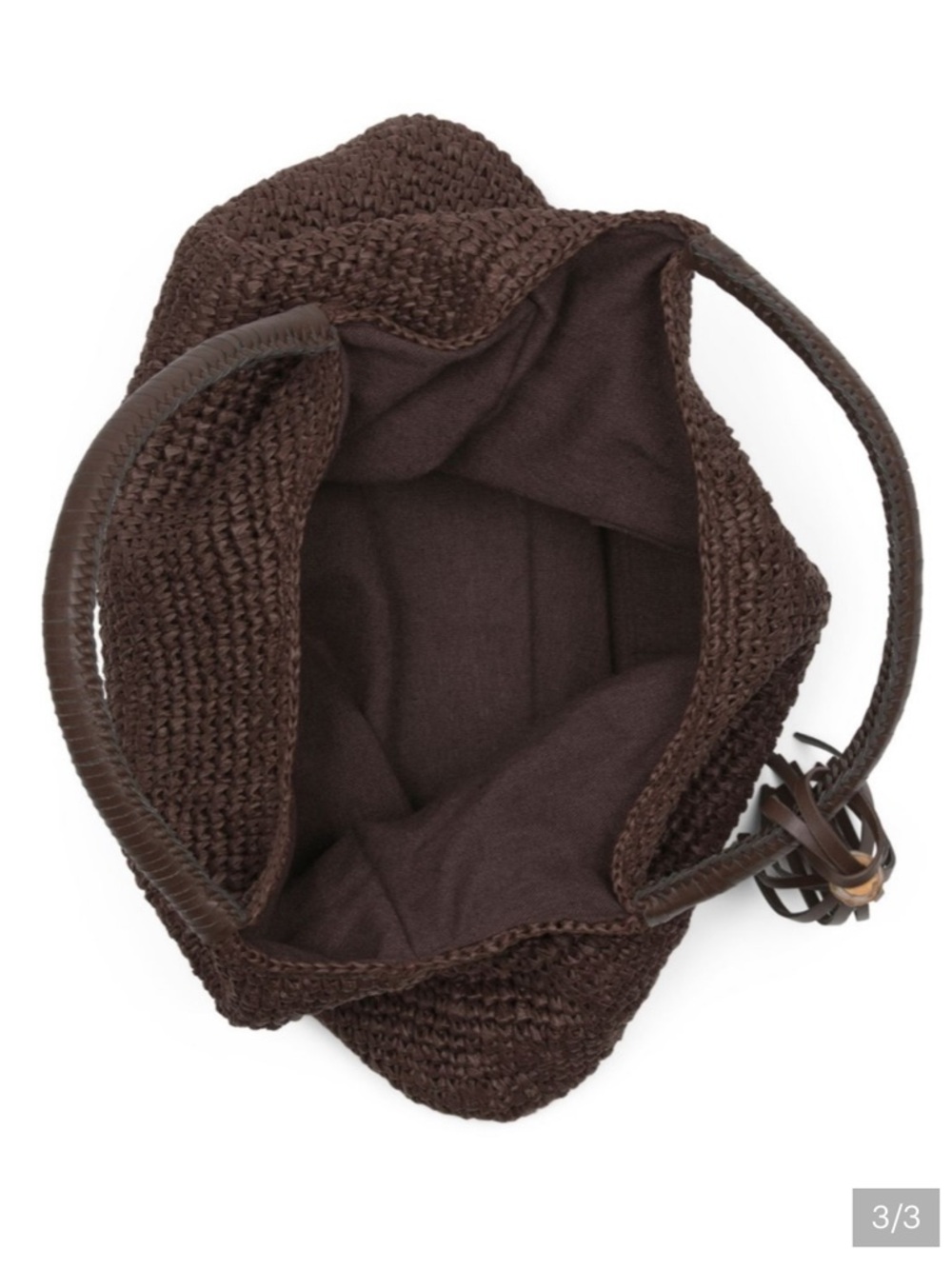 Tommy Bahama Dark Brown Woven Tote with Tassel - Picture 3 of 3
